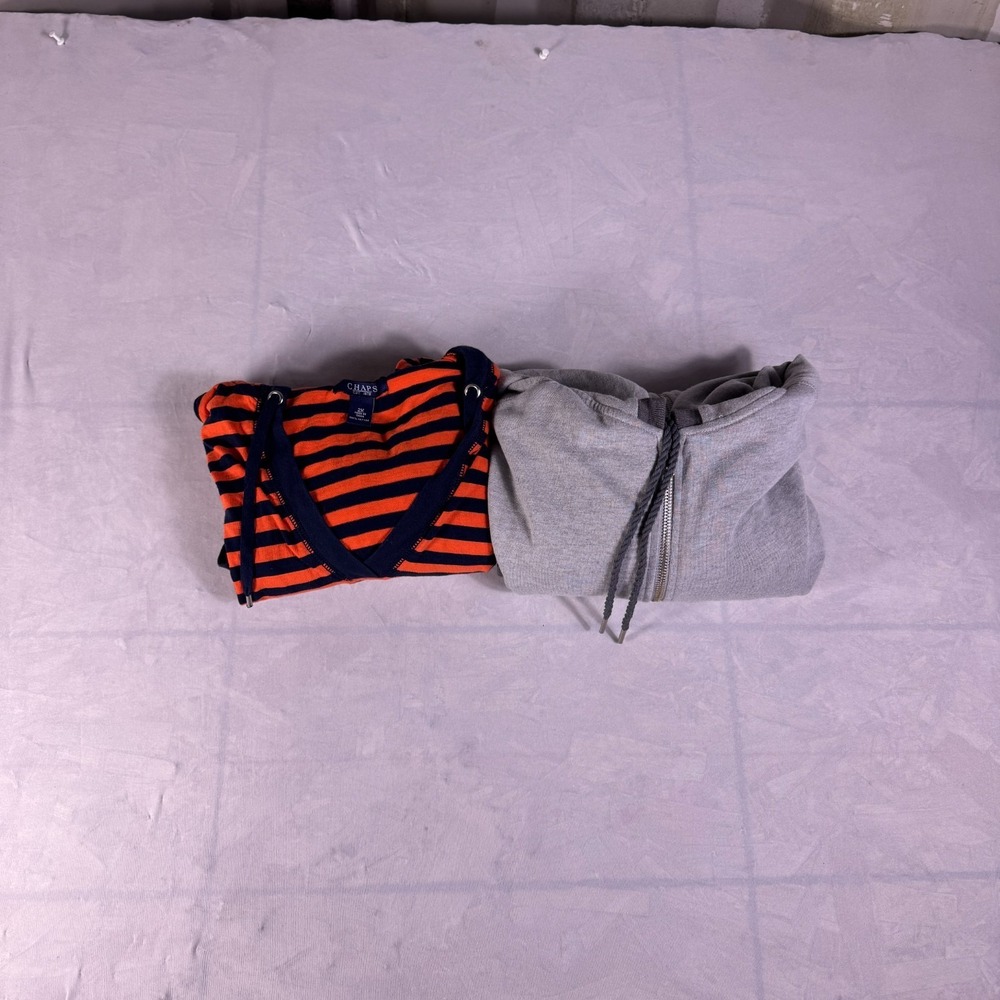 Chaps Champion Womens Hoodie Orange Black Gray Striped Pullover 2X Lot‎ Of 2